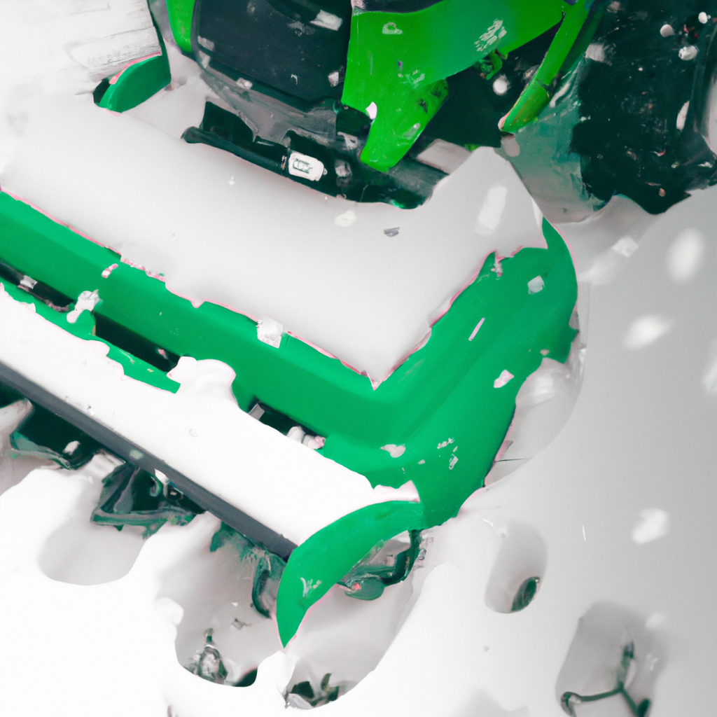 Snow-covered lawn edges with a cleared path and safe ice melt